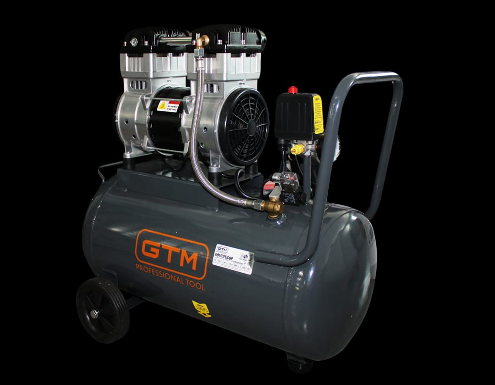 GTM Компресор рес-50л 210л/хв 1,8 кВт 8бар 220В 2 циліндри безмасляний