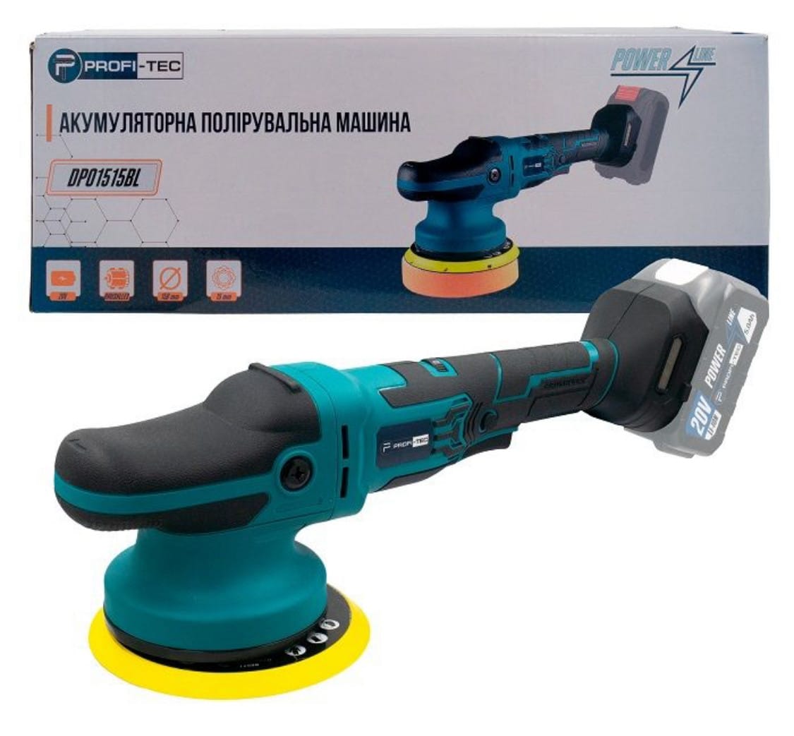 Акумуляторна ексцентрикова полірувальна машина PROFI-TEC DPO1515BL