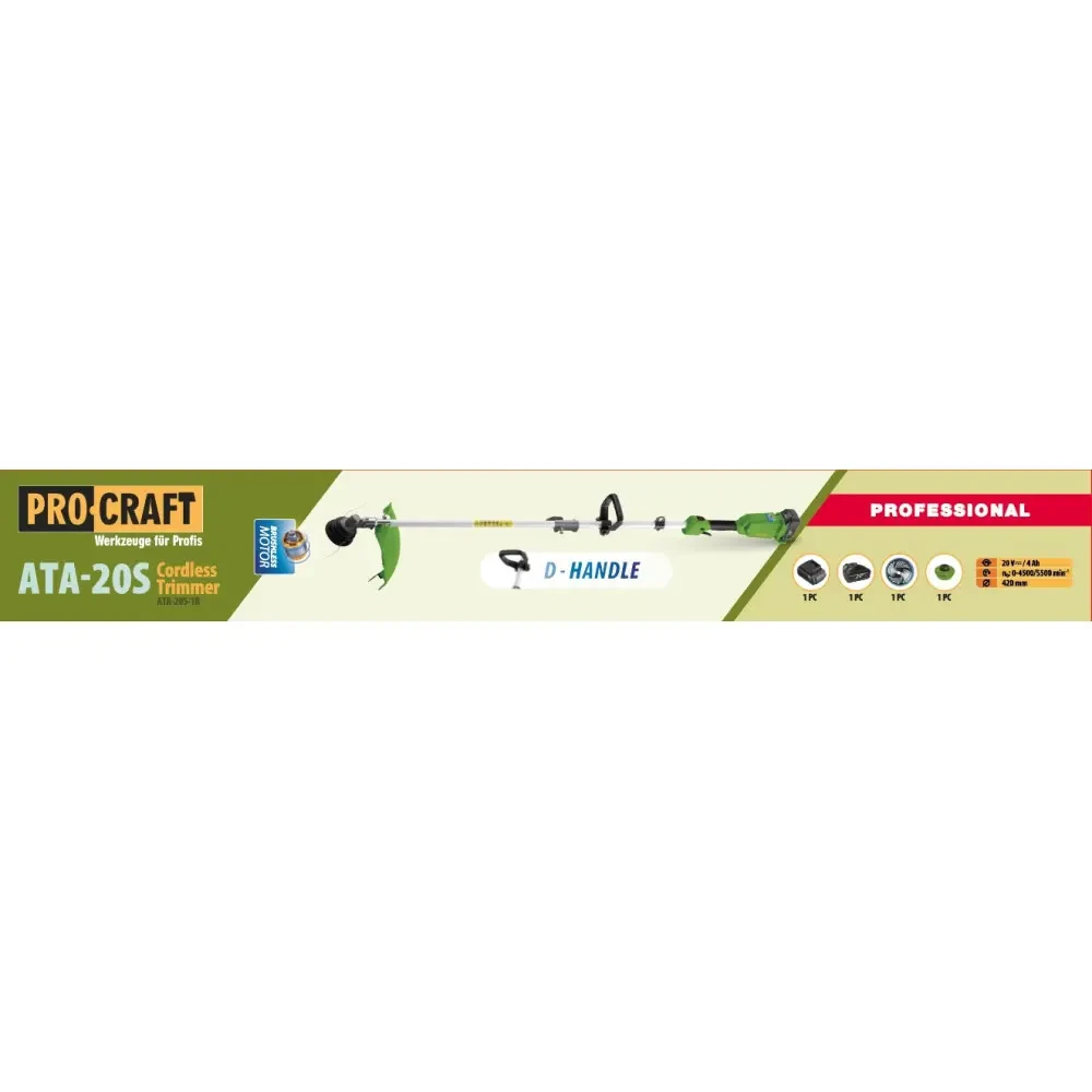 Акумуляторний триммер Procraft ATA20S (1 АКБ та ЗУ) D-ручка - Зображення 2