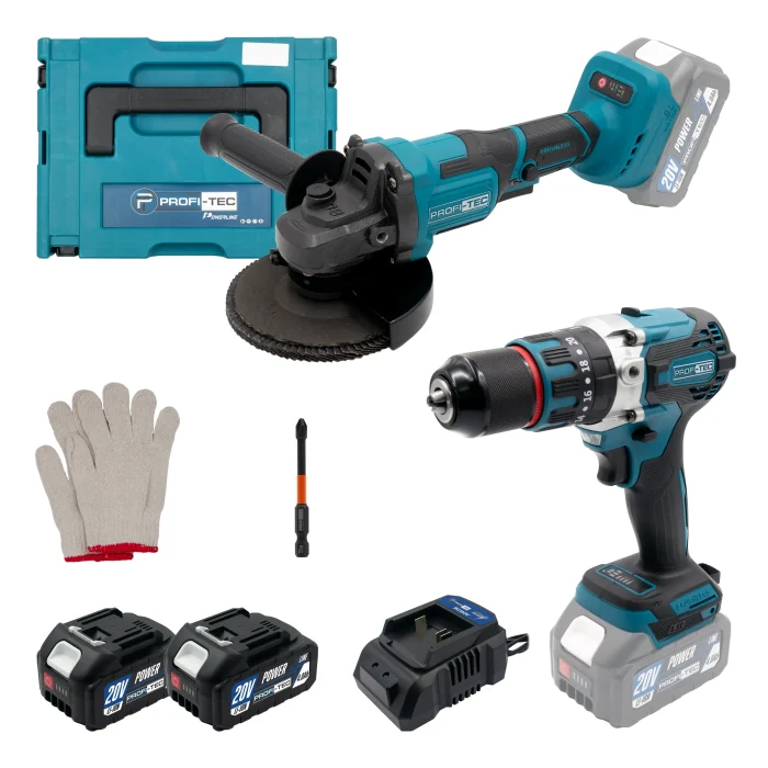 Акумуляторний набір інструментів PROFI-TEC Combo Set 2/9 POWERLine (PGA202, DHP485BL) (2×PT2040MP (4.0 Аг), зарядний пристрій)
