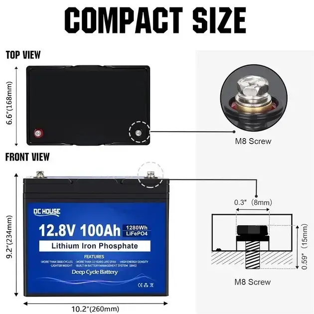 Аккумуляторная батарея DC-HOUSE 12V 100Ah (ECO-LFP12100-100AH) Lithium Battery 4000+ (литий-железо-фосфатная) — изображение 2