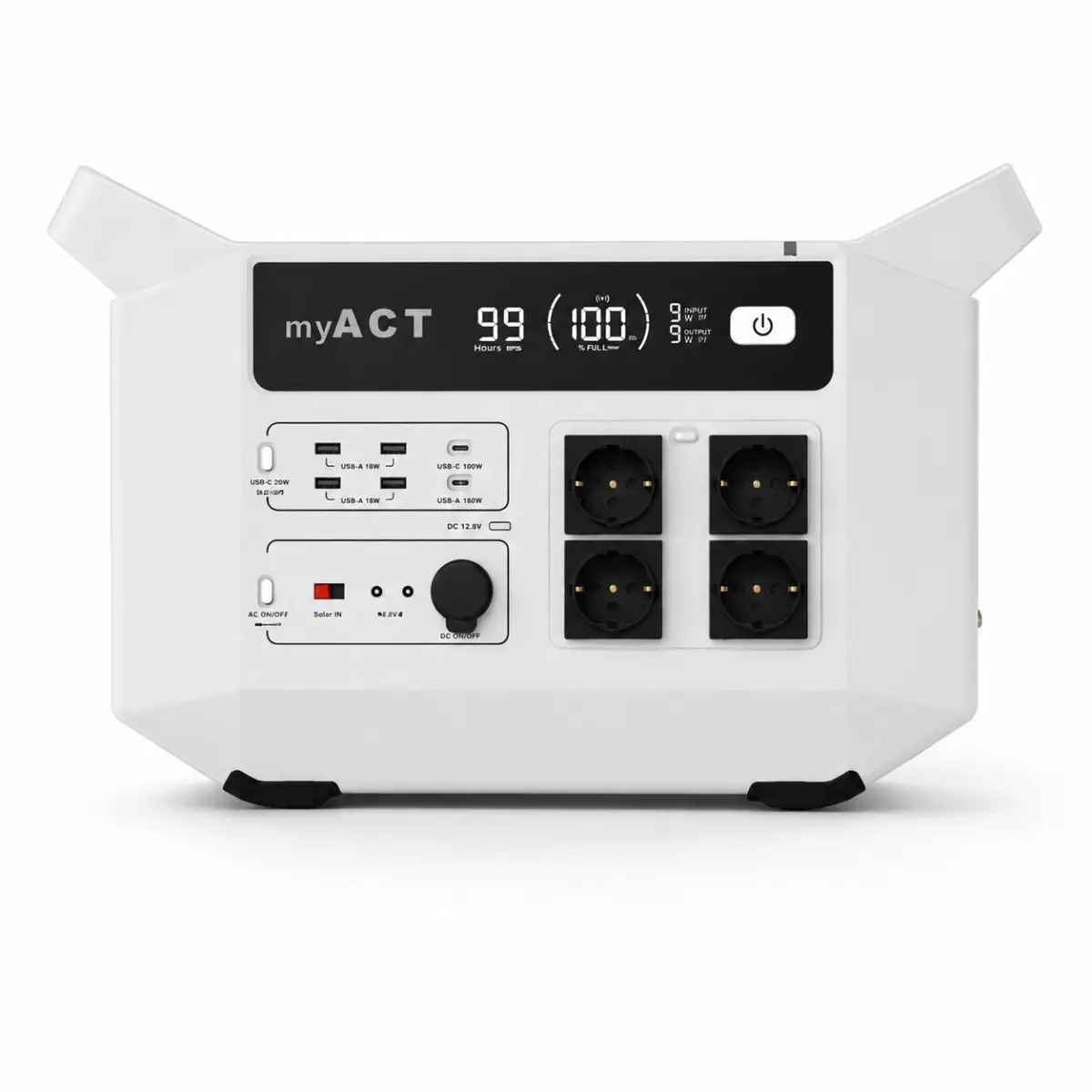 Зарядна станція myACT AP2200 2160 Вт·год, 2200 Вт, пікова 3300 Вт, LiFePO4, 4000 циклів, AC 230 В, сонячна зарядка до 800 Вт - Зображення 4