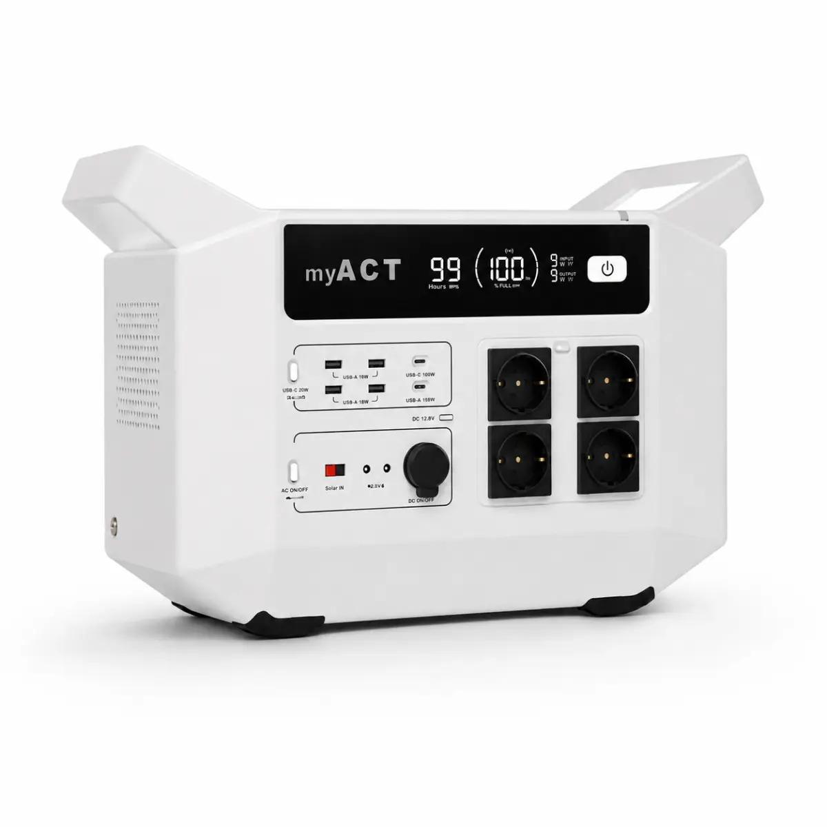 Зарядна станція myACT AP2200 2160 Вт·год, 2200 Вт, пікова 3300 Вт, LiFePO4, 4000 циклів, AC 230 В, сонячна зарядка до 800 Вт - Зображення 3