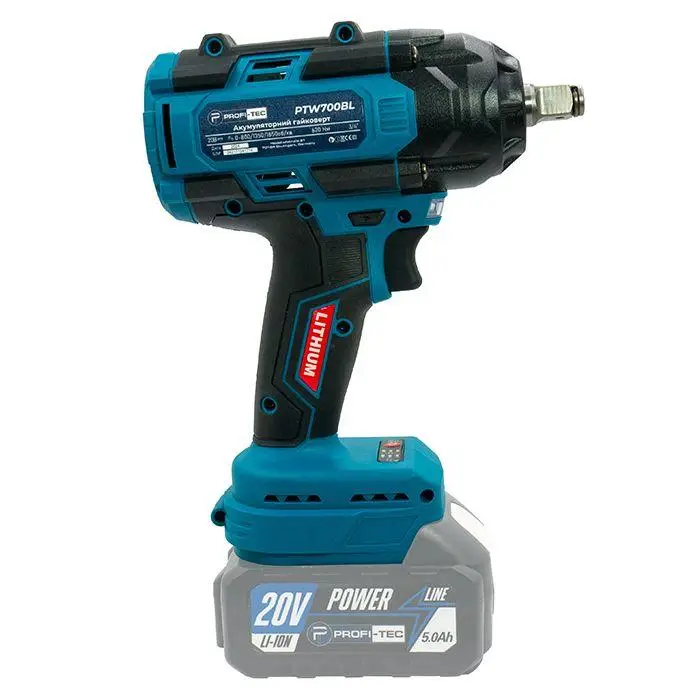 Аккумуляторный гайковерт PROFI-TEC PTW820BL POWERLine (2×PT2040MP (4.0 Ач), зарядное устройство) — изображение 4