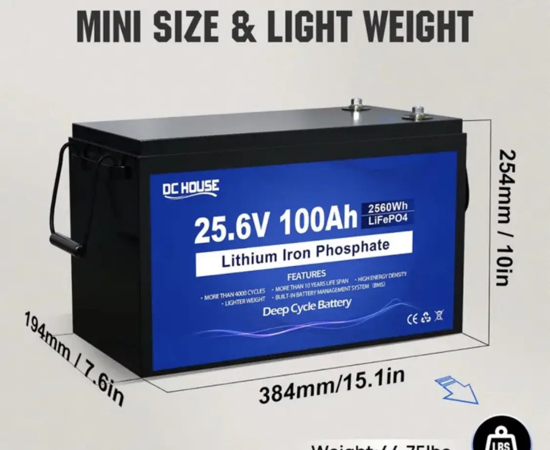 Акумулятор DC HOUSE LiFePO4 24В 100А•год (25.6V) 2560Вт-год з BMS - Зображення 2