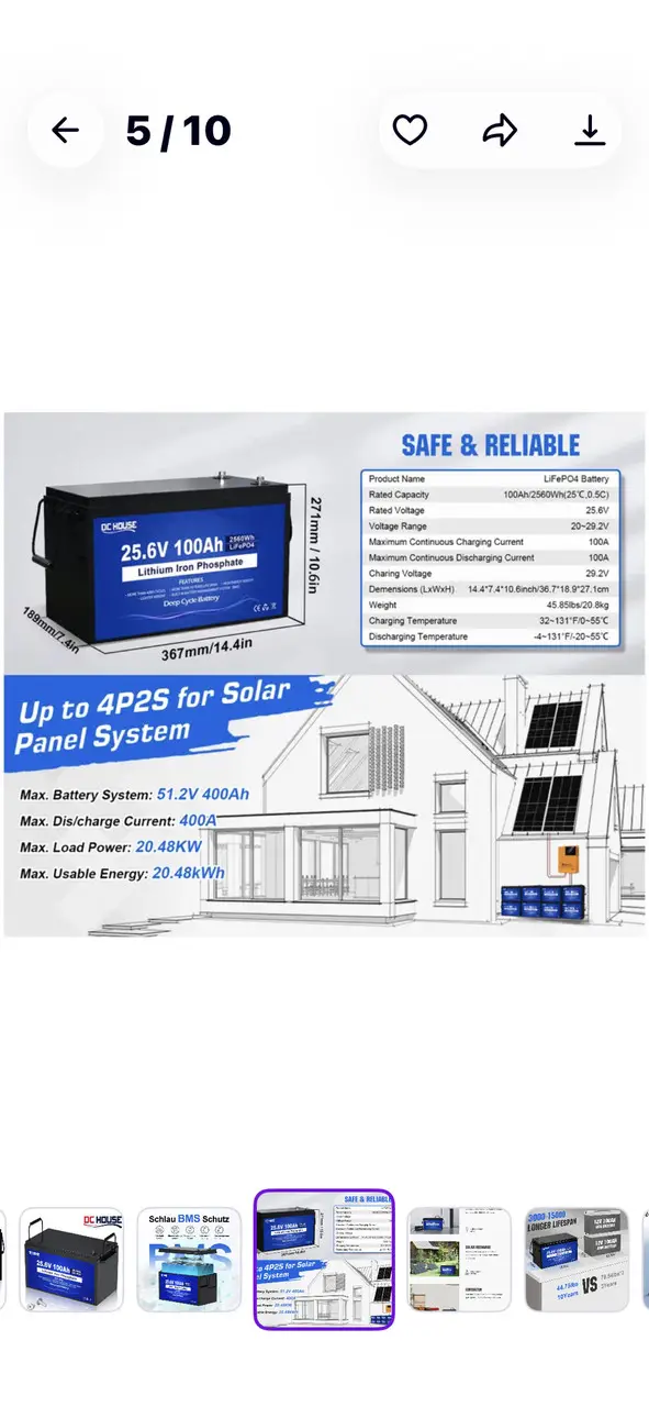 Акумулятор DC HOUSE LiFePO4 24В 100А•год (25.6V) 2560Вт-год з BMS - Зображення 4