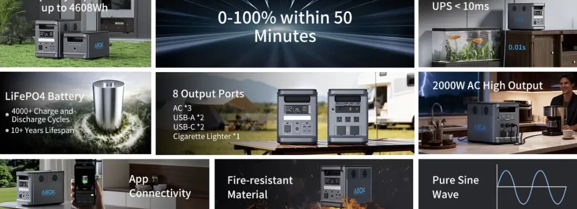 Зарядная станция ABOK 2000 W /1536Wh Быстрая зарядка 50 мин — изображение 5