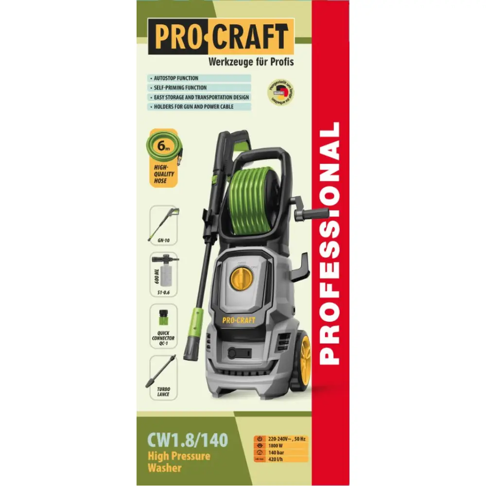 Мийка високого тиску Procraft CW1.8/140 - Зображення 2