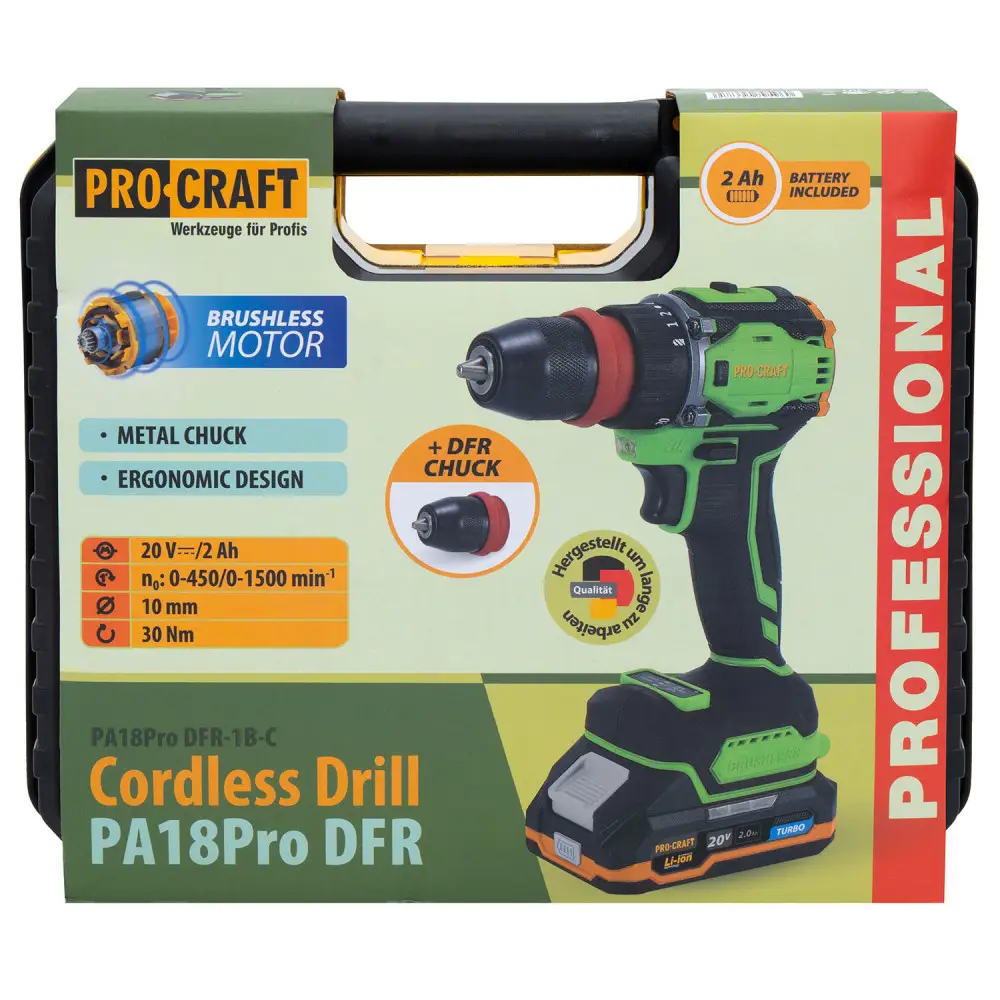 Шуруповерт Procraft PA18Pro DFR (з 1 АКБ 2Аг) - Зображення 2