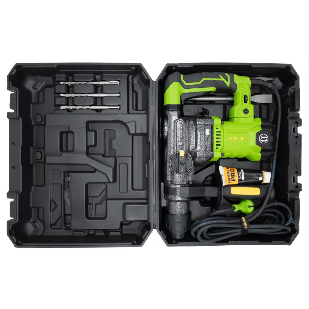 Procraft BH-1800 SDS-Plus перфоратор з буром, зубилом і мастилом, 3 режими роботи - Зображення 7
